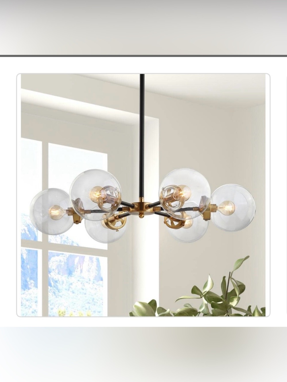 Jonathan Y Caleb Black Brass Glass Globe Chandelier pendant light